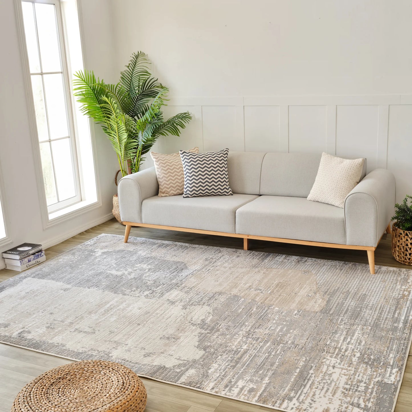 Cozy Collective-Abstract Modern Cream Rug - 4' x 6'